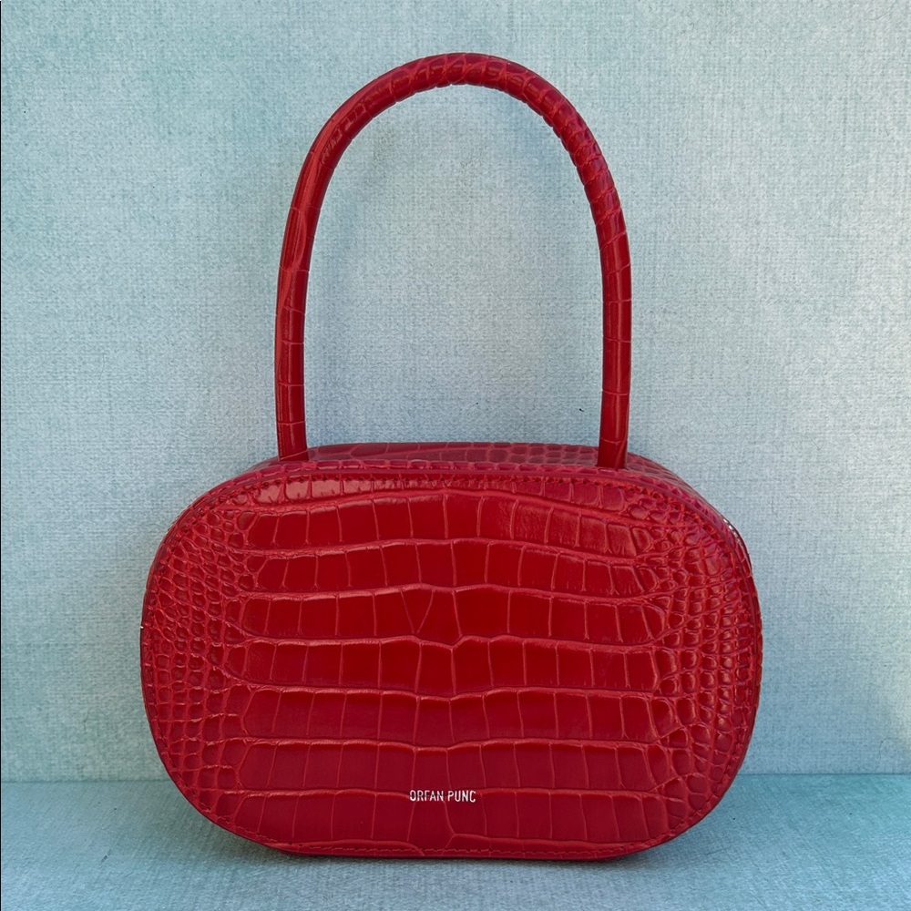 Red Crocodile-Embossed Women's Bag by Orfan Punc